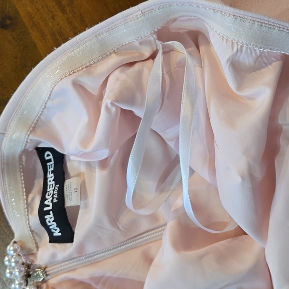 Karl Lagerfeld Light Pink Gown with Adjustable Pearl Straps Size 12 - Picture 8 of 16